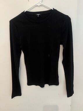 Express Black Long Sleeve Crewneck Top